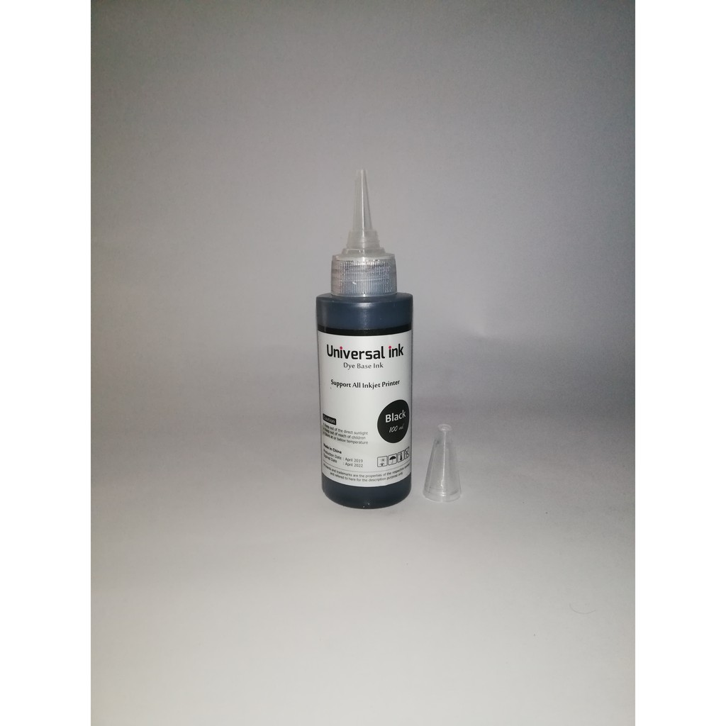 Tinta Refill Universal Ink Black 100ml Tinta Dye Base Tutup Model Kerucut Murah