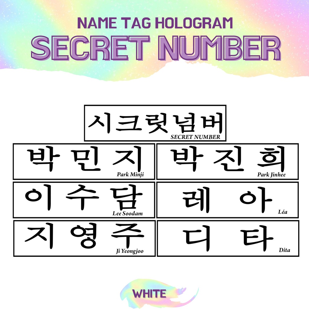 TRANSPARAN STIKER HOLOGRAM SECRET NUMBER NAMETAG (HARGA 2 PCS) NAME TAG TRANSPARANT STICKER NAMA KPOP IDOL KOREA PREMIUM MURAH UNOFFICIAL LEA DITA JINNY SOODAM MINJI ZUU READY STOCK !