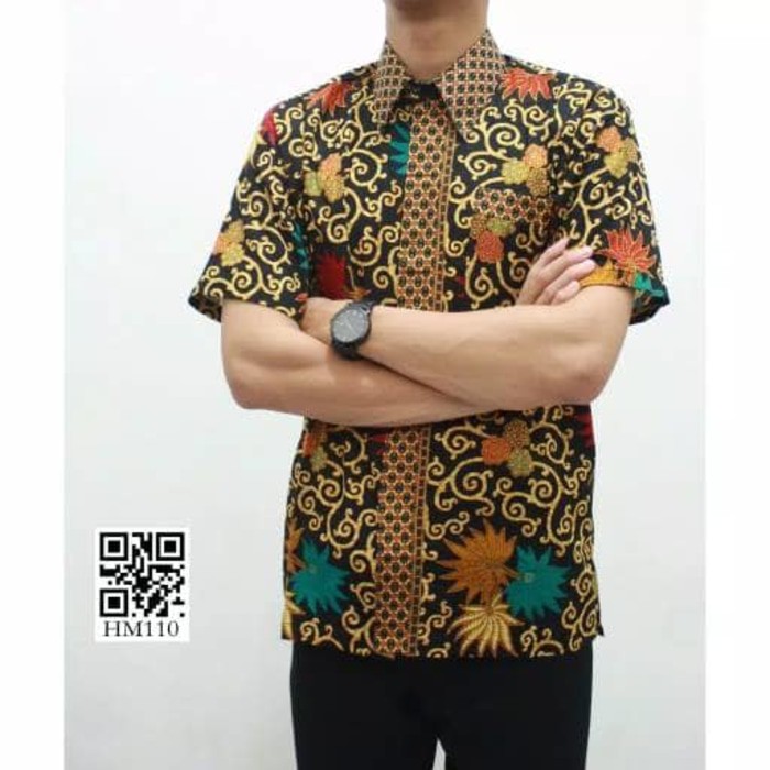Trendi 2018 KEMEJA HEM BATIK PRIA LENGAN PENDEK HM110