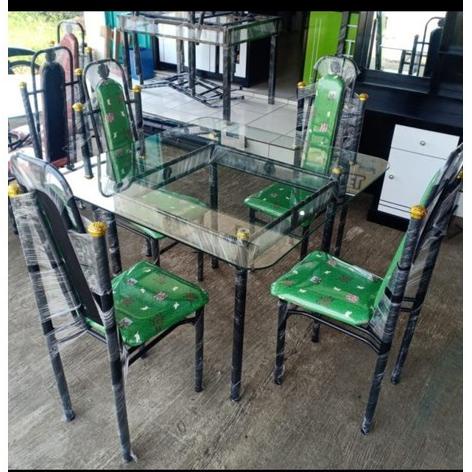 (Khusus Bogor) Meja Makan Kaca Minimalis 4 Kursi Belgia Tokokeluarga133