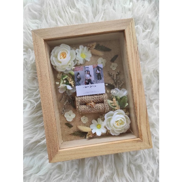 flower on frame kado wisuda nikah ultah cantik unik gift custom bunga pigura kekinian murah 3d A5 sp
