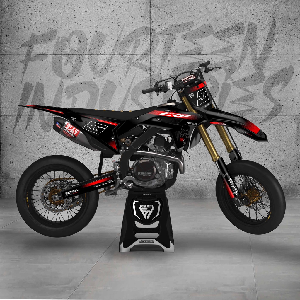 DECAL CRF 450 2022 merah hitam - stiker dekal body crf 450 hrv
