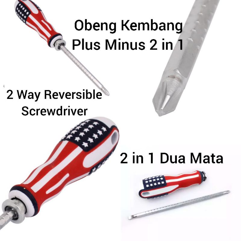 Jual Obeng Kembang Bolak Balik Plus Minus 2 Dua Mata Corak Bendera ...