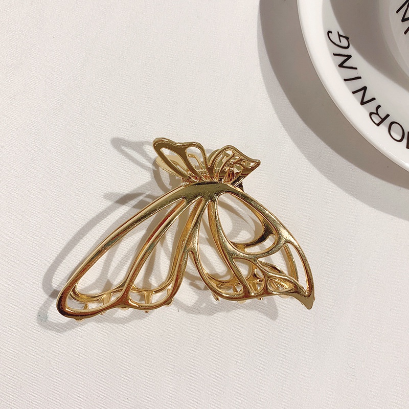 Jepit Rambut Bentuk Kupu-Kupu Tiga Dimensi Bahan Logam Gaya Retro Untuk Wanita