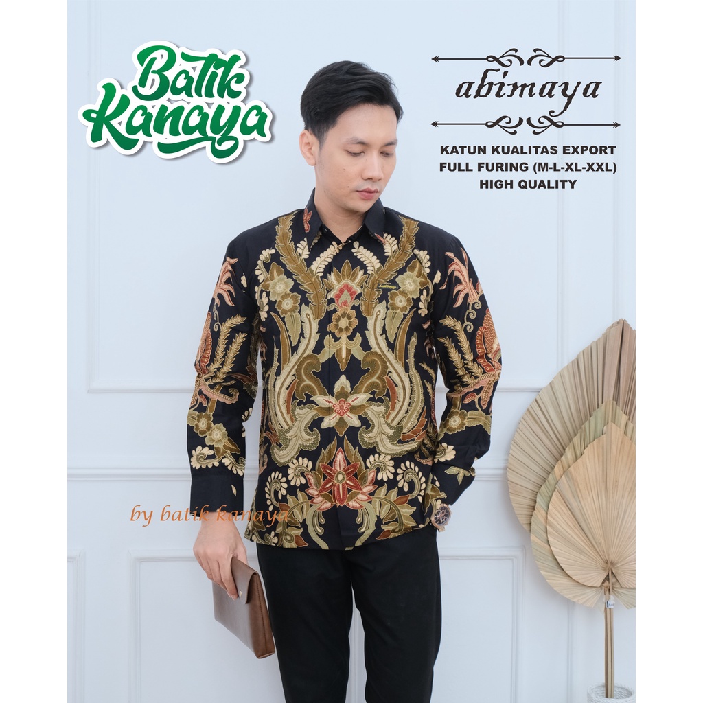 Kanaya - Kemeja Batik Pria Lengan Panjang Full Furing Kualitas Ekspor ABIMAYA