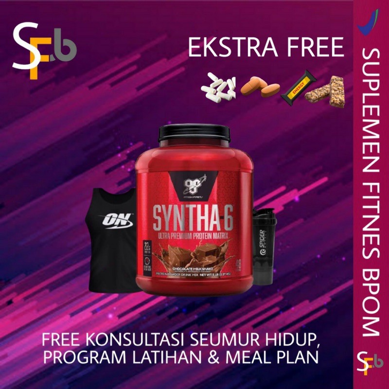 BSN SYNTHA 6 SYNTHA6 5 LBS SUPLEMEN SUSU FITNES FITNESS TINGGI PROTEIN GYM KESEHATAN MAKANAN