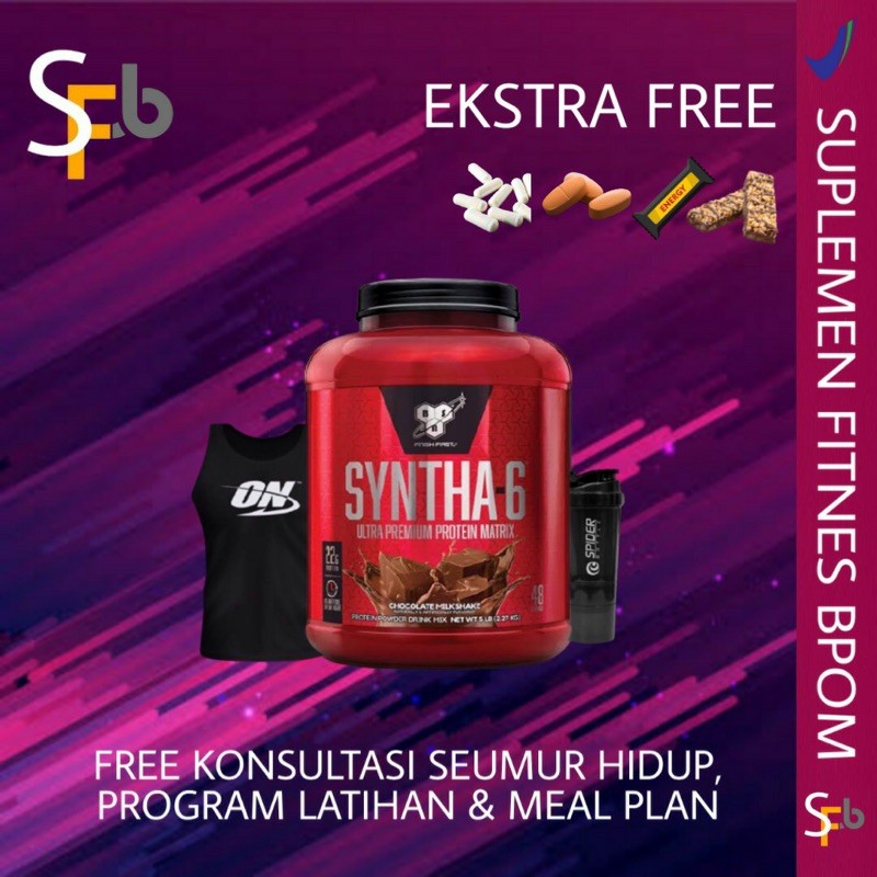 BSN SYNTHA 6 SYNTHA6 5 LBS SUPLEMEN SUSU FITNES FITNESS TINGGI PROTEIN GYM KESEHATAN MAKANAN