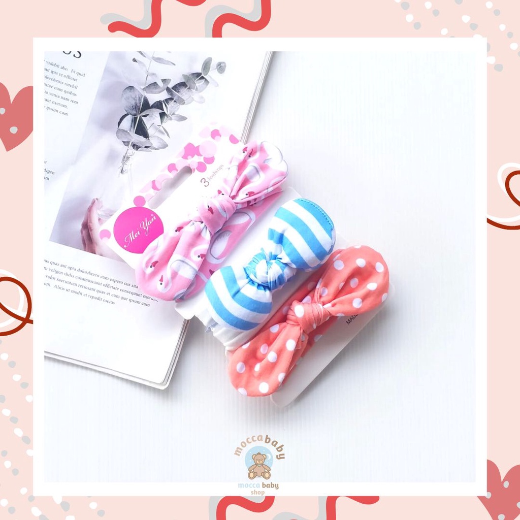 MBSS - BANDANA MOTIF A Bandana Set isi 3 Motif Beda / Headband Bayi Newborn Anak Perempuan Part 3