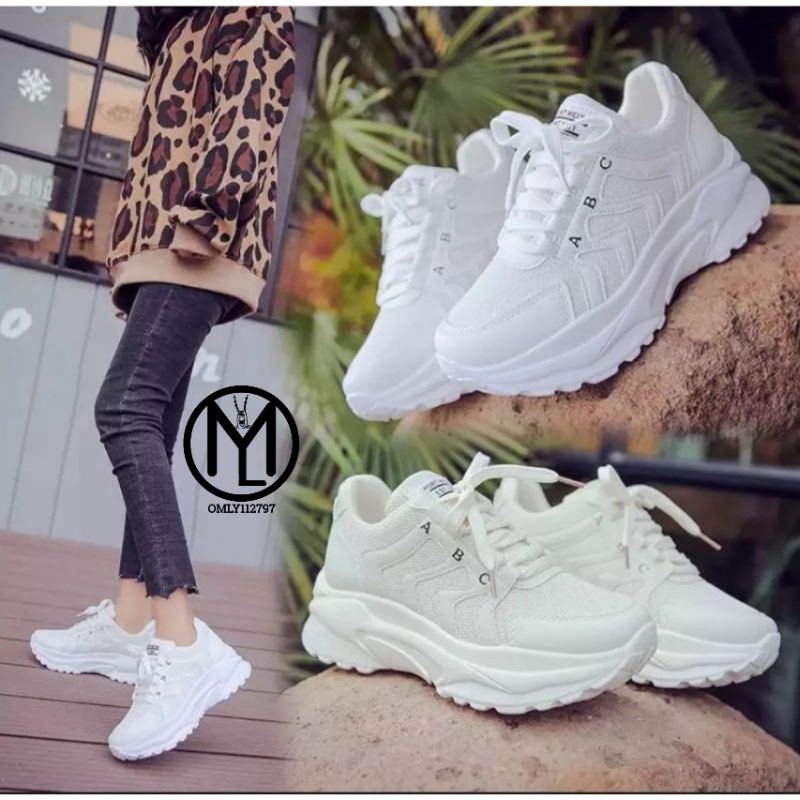 Sepatu Sneaker Wanita Tali Fashion Korea Wanwoo ABC / Sneakers Wanita Kekinian