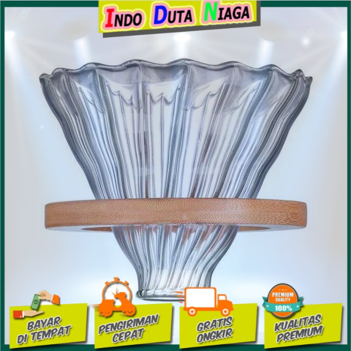 One Two Cups Filter Penyaring Kopi V60 Glass Wooden Bracket - SE102