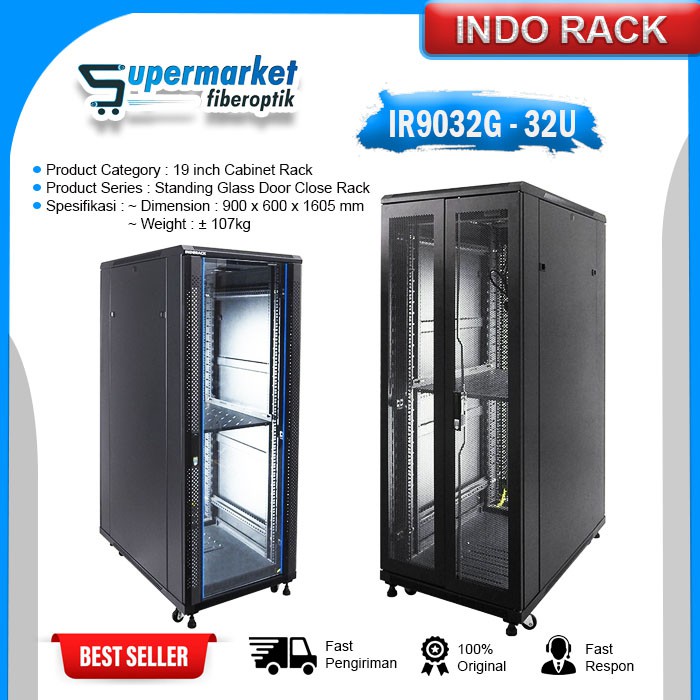 Jual Indorack Rack Server Standing Close Rack U Glass Door Ir G