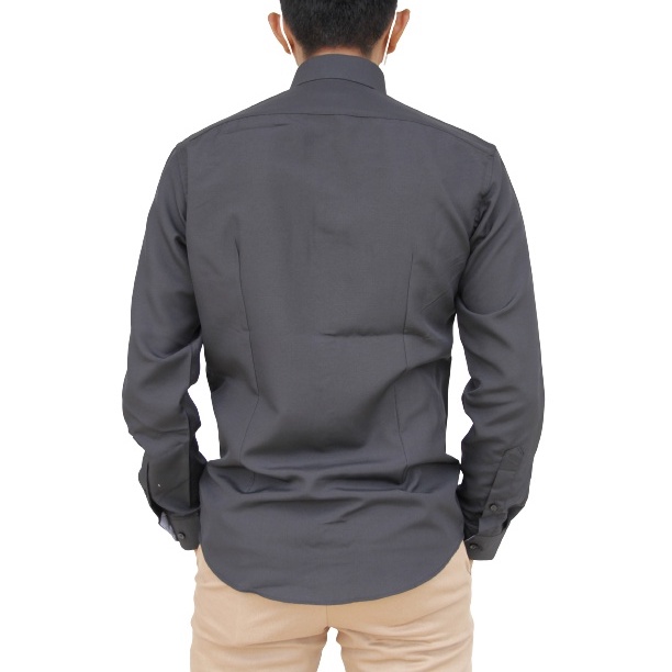 COD Kemeja Pria Stanley Adams Slimfit Lengan Panjang Hitam Polos Kombinasi 100% Original Brand