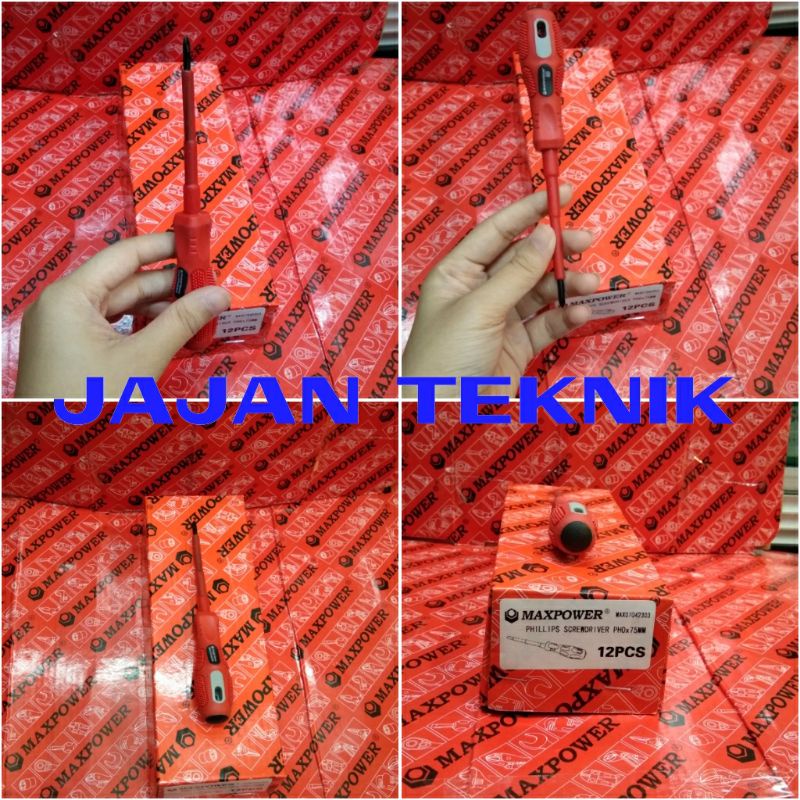 Maxpower PH0X75 Obeng Listrik PLN AC Plus 75mm Gagang Karet Insulated Screwdriver