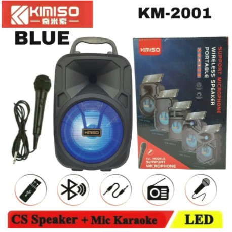 Speaker Bluetooth Led Mic Karaoke Portable Wireless Speker KIMISO KM 2001 KM-2001 + Microphone