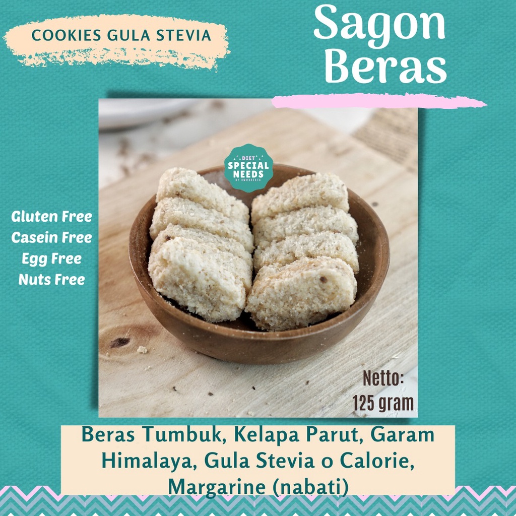 

Sagon Beras - Cookies Stevia - Gluten Free, Egg Free, Dairy/Casein Free - Diet Special Needs
