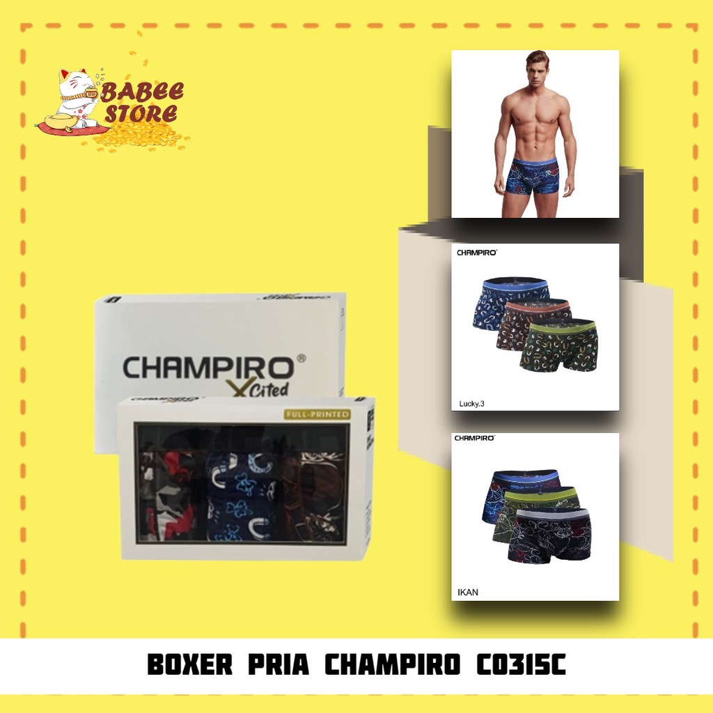 BABEE - CELANA BOXER PRIA CHAMPIRO X-CITED FULLPRINT C0315C / BOXER PRIA / CELANA DALAM PRIA