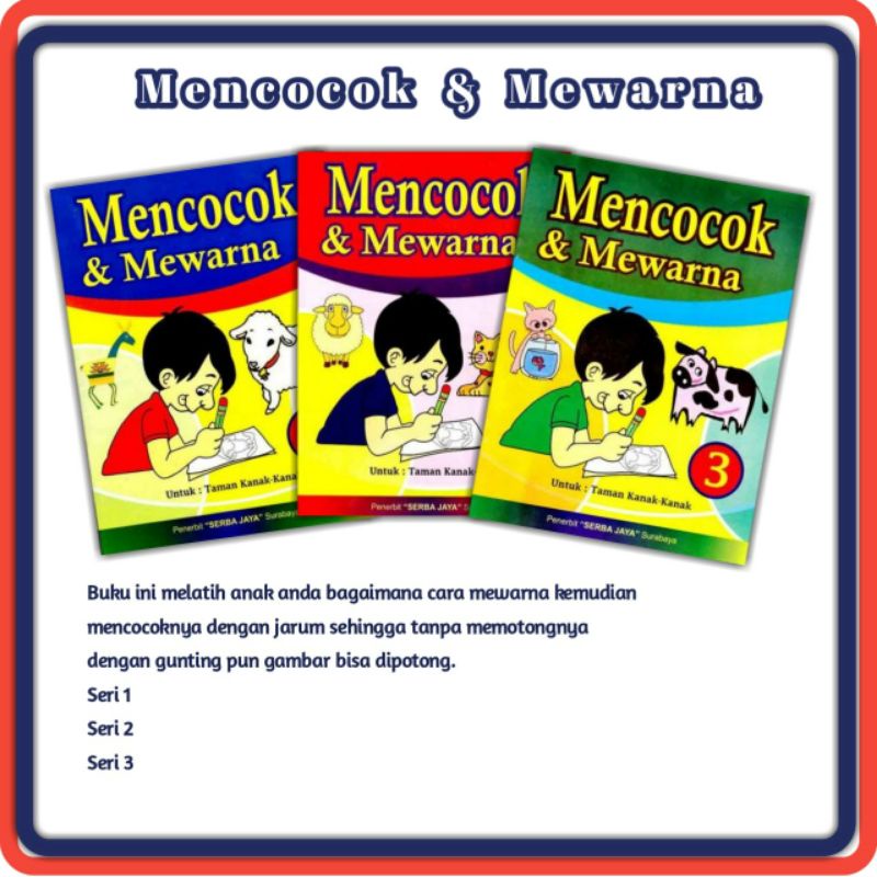 

Buku Mencocok dan mewarna,Buku kreatifitas anak