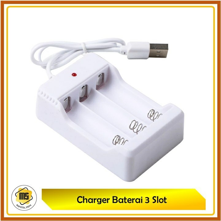 BATERAI CAS AA 1000mAh AAA BATTERY RECHARGEABLE CHARGER 3 SLOT USB