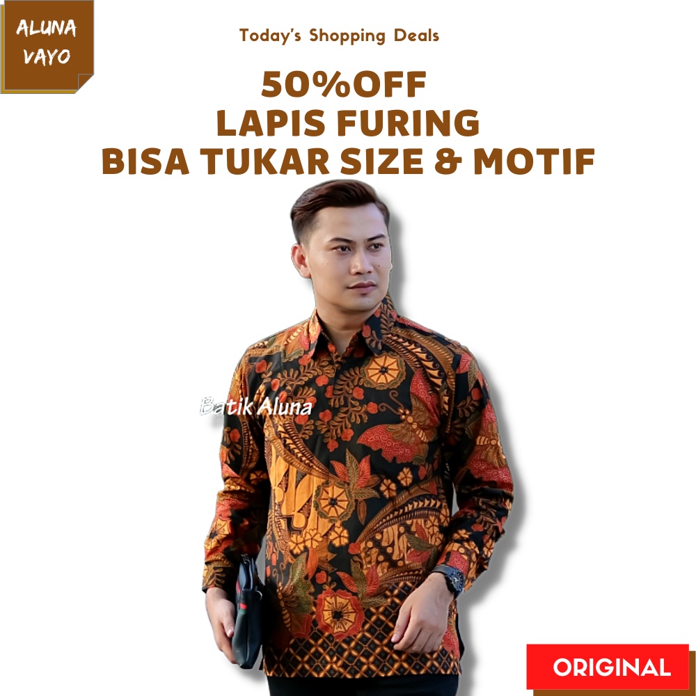 Baju Kemeja Kameja Atasan Hem Pakaian Batik Pria Lengan Panjang Kondangan Seragam Kantor Flanel Over