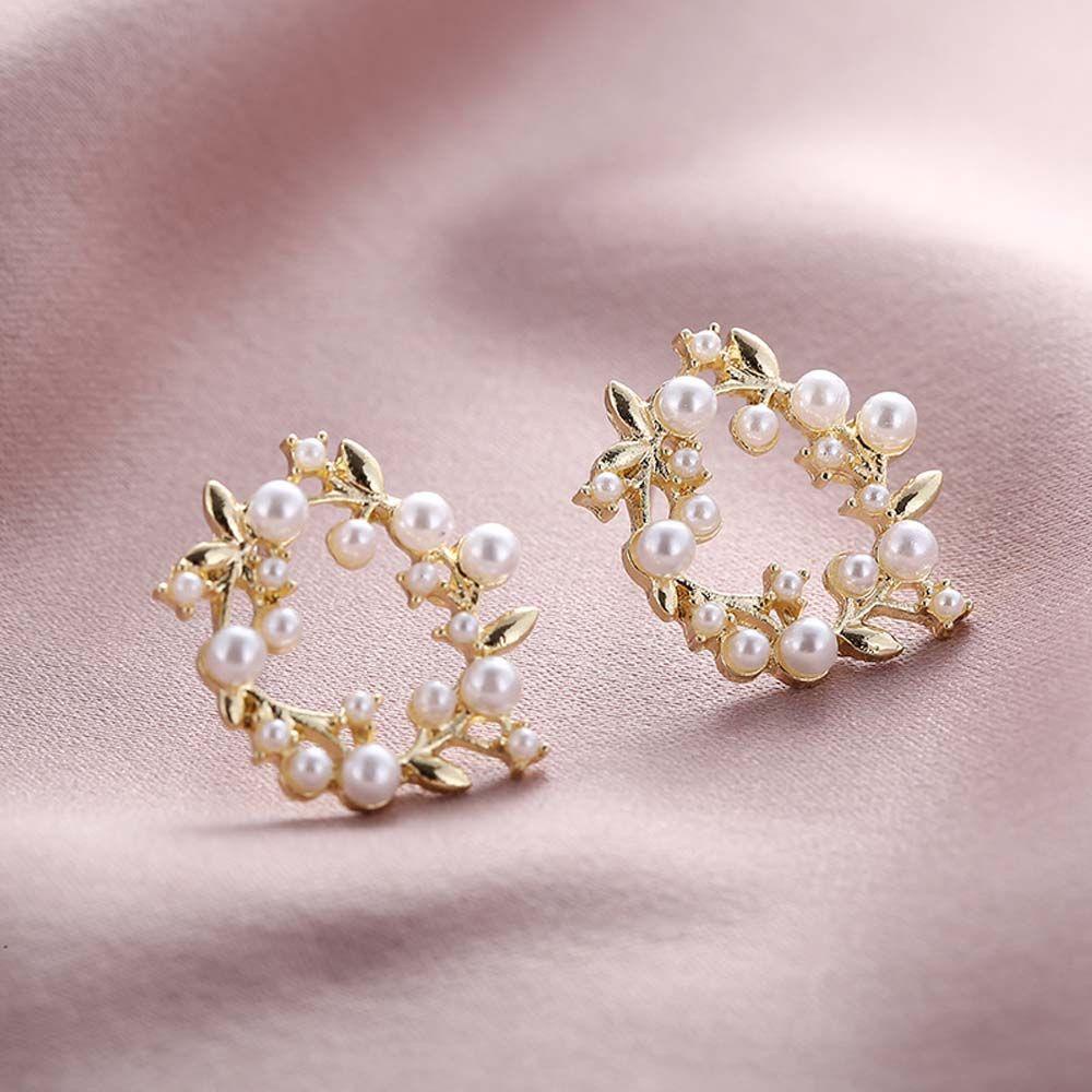 Mxbeauty Anting Tusuk Fashion Gadis Wanita Lingkaran Mutiara Korea Ear Studs