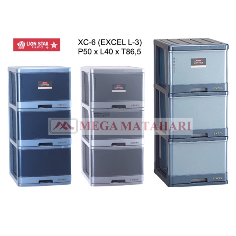 Lemari Laci EXCEL LARGE Susun 3 LION STAR