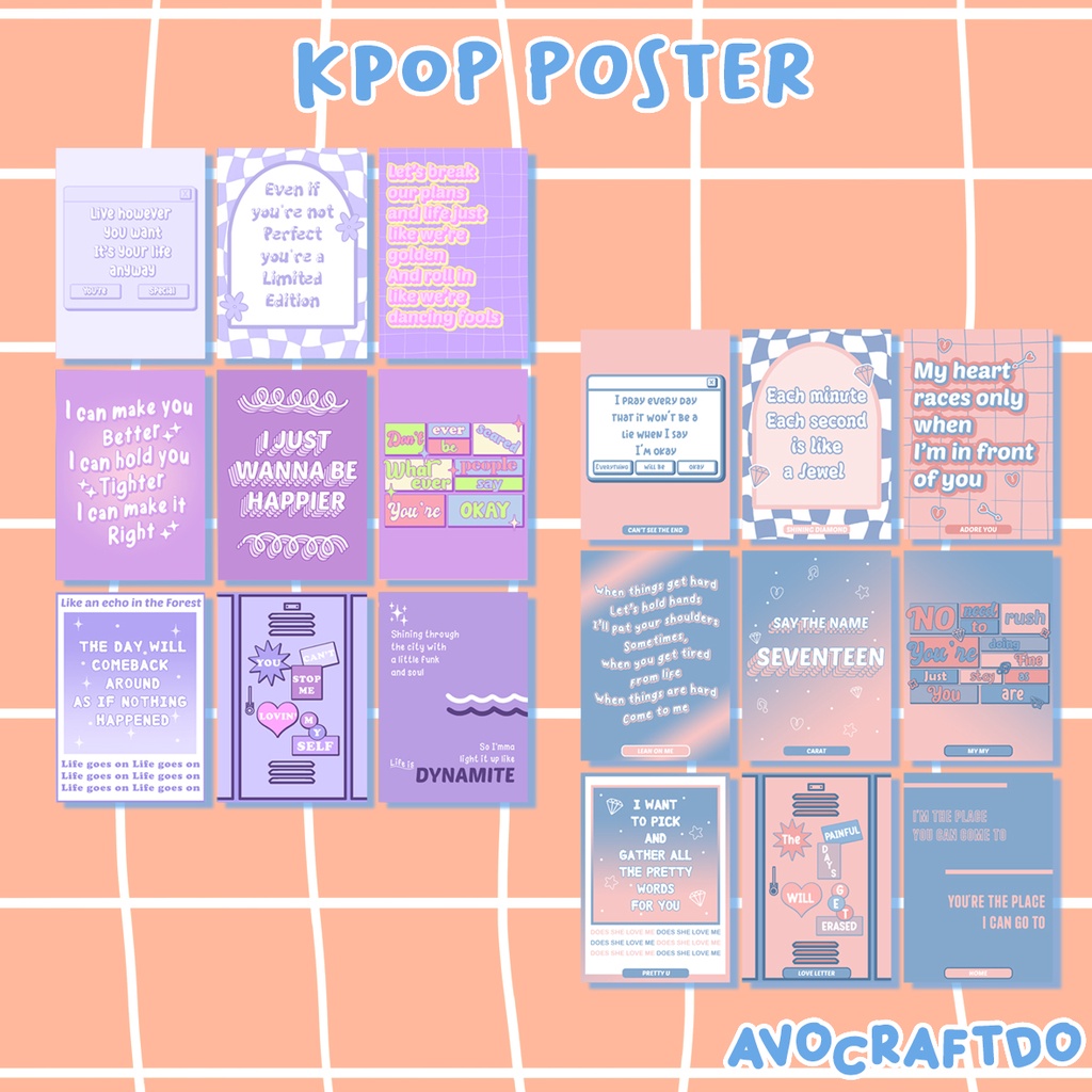 [ AVOCRAFTDO ] Mini Poster Art Print Kpop BTS / SEVENTEEN / NCT A6