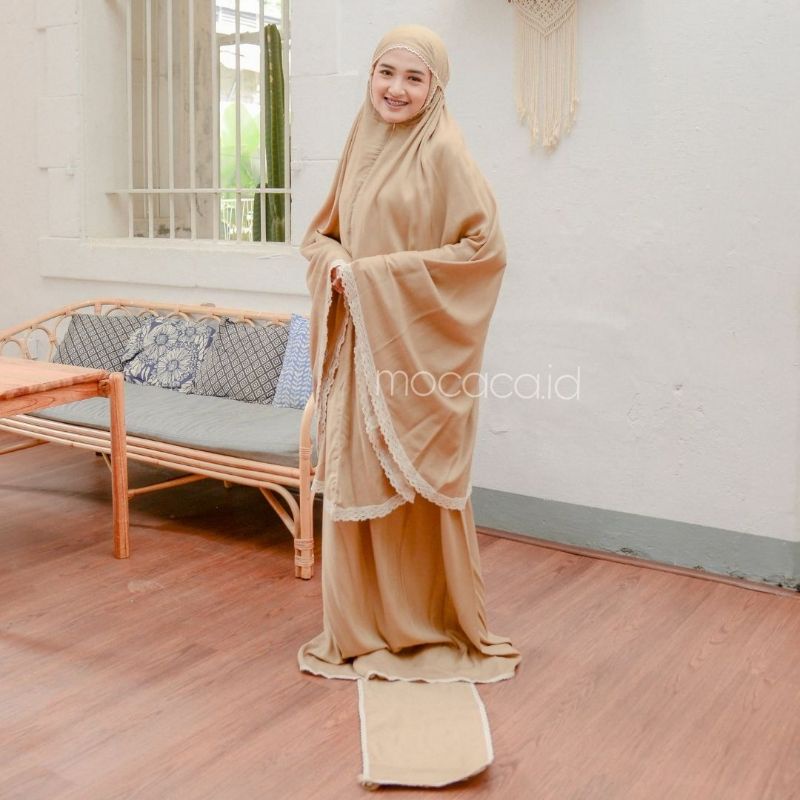 mukena dewasa jumbo 3 in 1 sleting leher ponco hitam abu pink coksu cream bahan rayon premium termasuk tas bag serbaguna travelling simple elegan