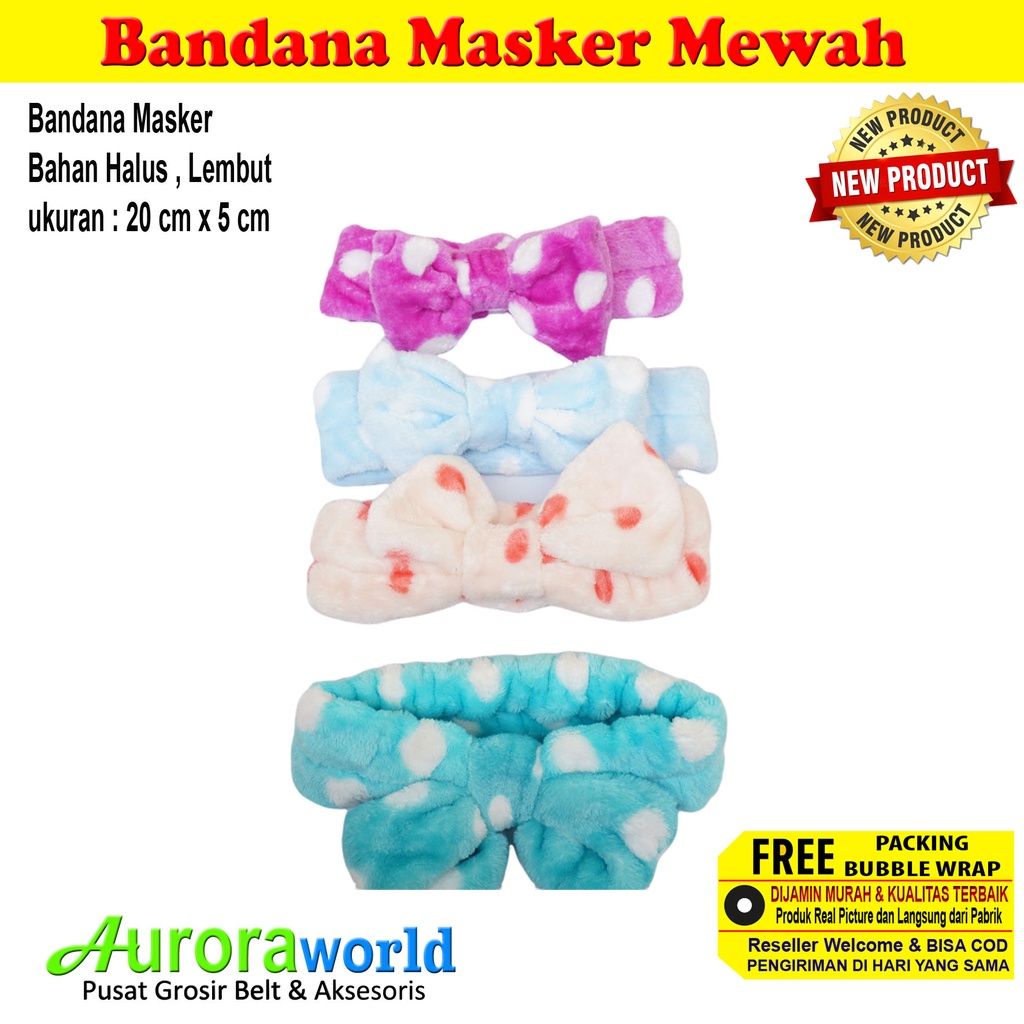 AURORAWORLD Headband shower/bandana mandi/bandana make up/bandana masker pita bermotif bahan Halus