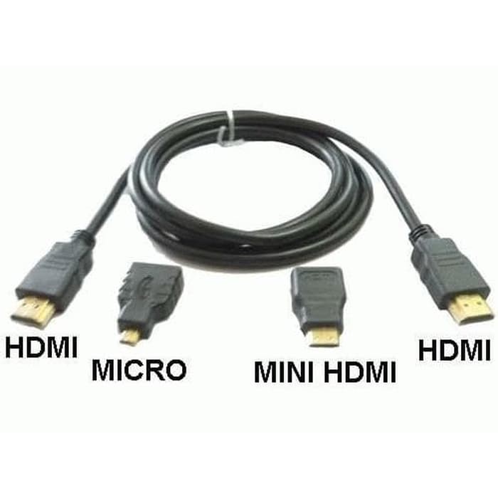 Kabel HDMI 3 IN1 1 Set Mini HDMI-Micro HDMi-HDMI - 1 Kabel HDMI 3 IN1