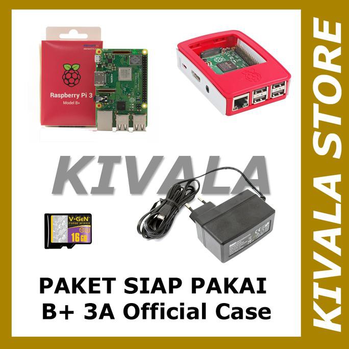 Paket Raspberry Pi 3 Plus - Adaptor 3A - case official