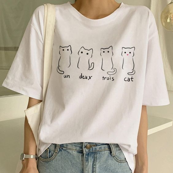 MYSTIQUE.ID-BAJU KAOS UNDEUXTROISCAT T-SHIRT LUCU DAN AESTHETIC