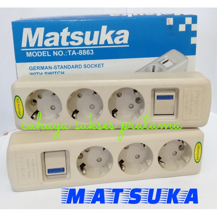 Stop Kontak Arde Switch Pengaman Matsuka 3lb TA8863 Asli Kuningan