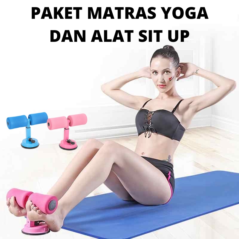 PAKET HEMAT ALAT OLAGRAGA ALAT BANTU SIT UP DAN MATRAS YOGA  YOGA MAT ANTI SELIP YOGA SIT UP BENCH FITNESS GYM TERMURAH LARIS_UNIK