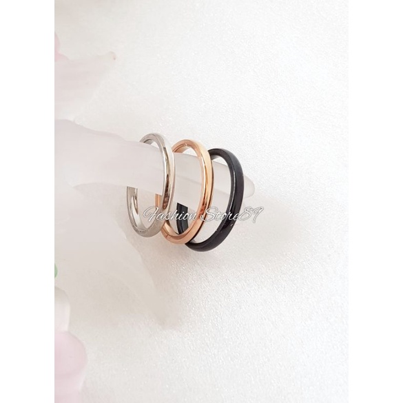 Cincin Titanium simple Tipis Cincin Ukuran 1.5mm Titanium antikarat fashion Simple Black gold Rosegold