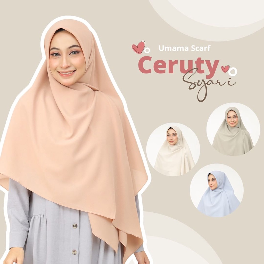 Hijab segiempat Syari 140 x 140 cm Jilbab Syari Ceruty Syari Umama Jahit Tepi Part 2