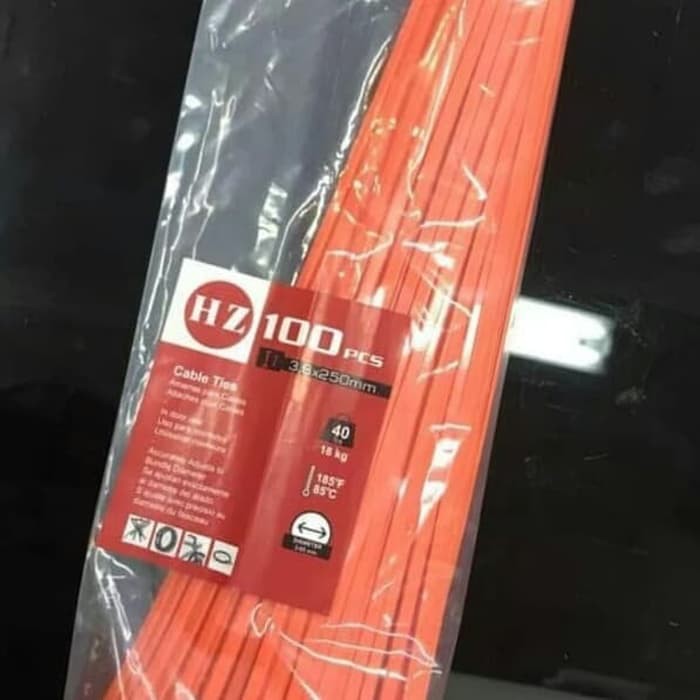 nylon cable tie 250mm / pengikat / kabel tie 25cm warna orange - Orang dan warna lain nya