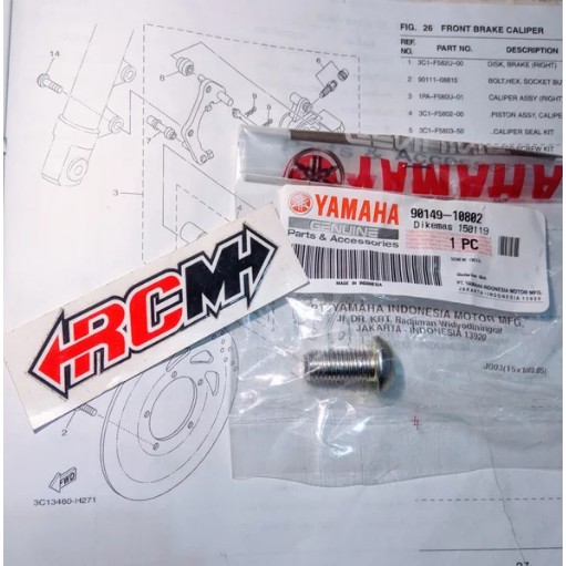 BOLT BAUT DUDUKAN KALIPER CAKRAM DEPAN VIXION OLD LAMA OVI NEW VIXION NVA NVL ORI YAMAHA 90149-10802