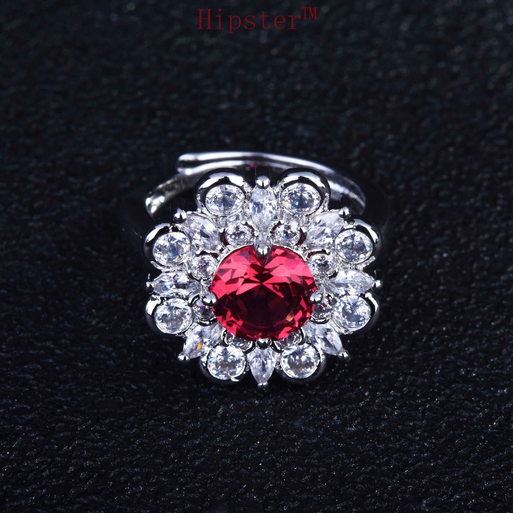 Cincin Lapis Emas Putih 18k Model Terbuka Dengan Ruby Natural Mewah Untuk Wanita