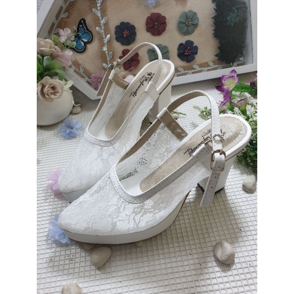 sepatu wanita clarissa putih 9cm tahu