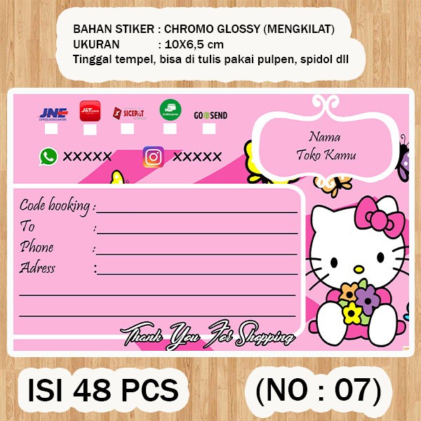 

( STIKER PENGIRIMAN ) Shipping label ( /pack isi 48pcs no.07 )