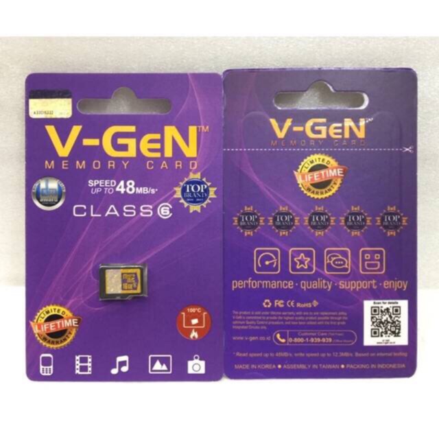 MEMORI CARD C6 16GB V-GEN MURAH KARTU MEMORI VGEN ORI MICRO SD CARD CLASS 6 SPEED 48MB /s 16GB