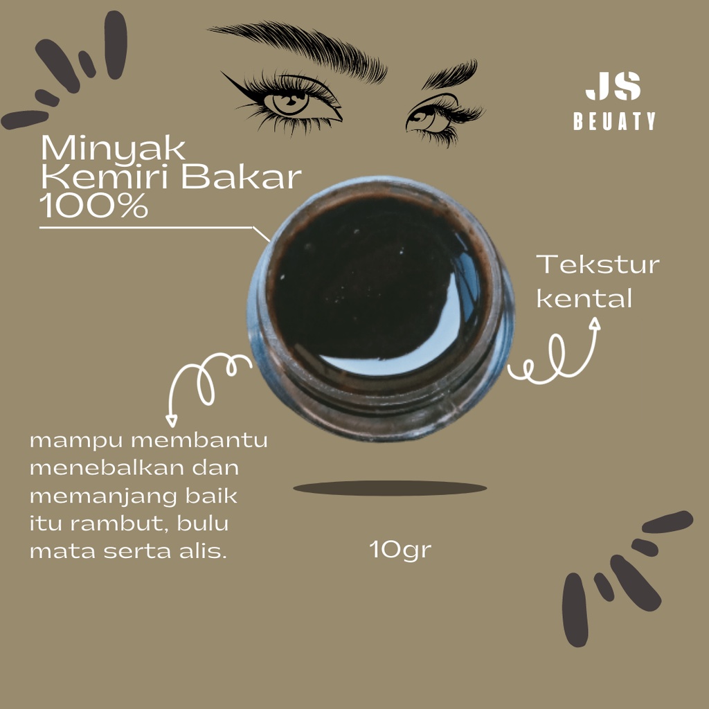Minyak kemiri bakar/penumbuh alis bulu mata jenggot/beli 3 free kuas