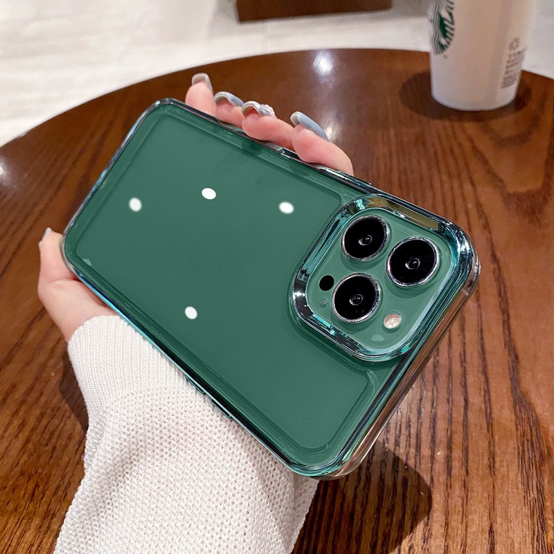 Metal shockproof transparent case iphone 11 pro max 13 12 pro max Xs XR premium luxury simple acrylic case