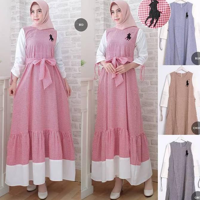 Gamis Kotak Polo 1119 Cos Bahan Katun Yandet Kombi Polosan Fit To L - Abu