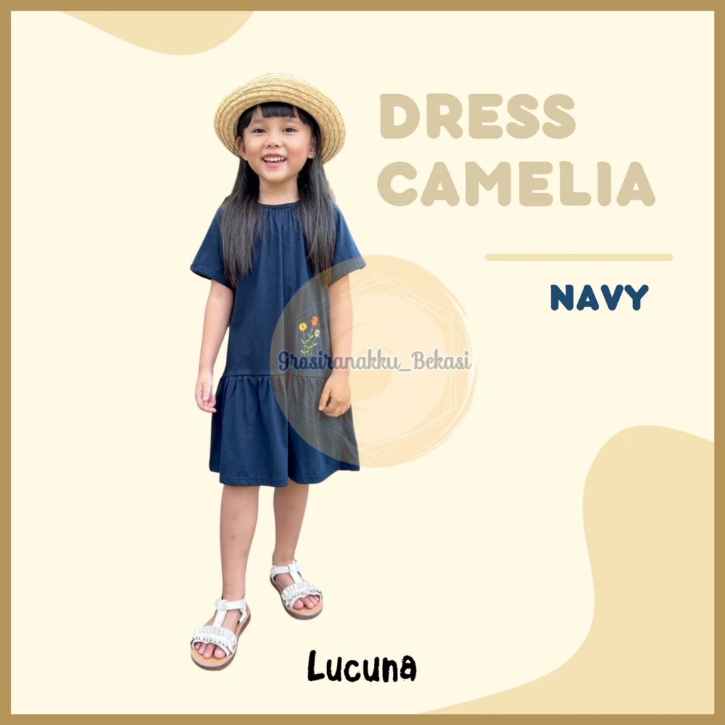 Dress Anak Camelia Lucuna Warna Navy Size 1-5 THN