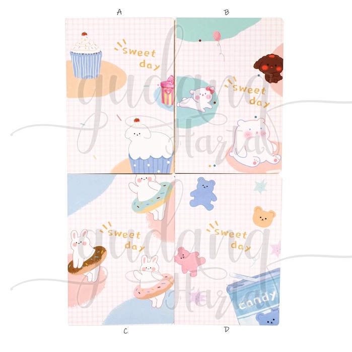 Notebook A5 Sweet Day Animal Buku Motif Dog Bear Candy GH 308659