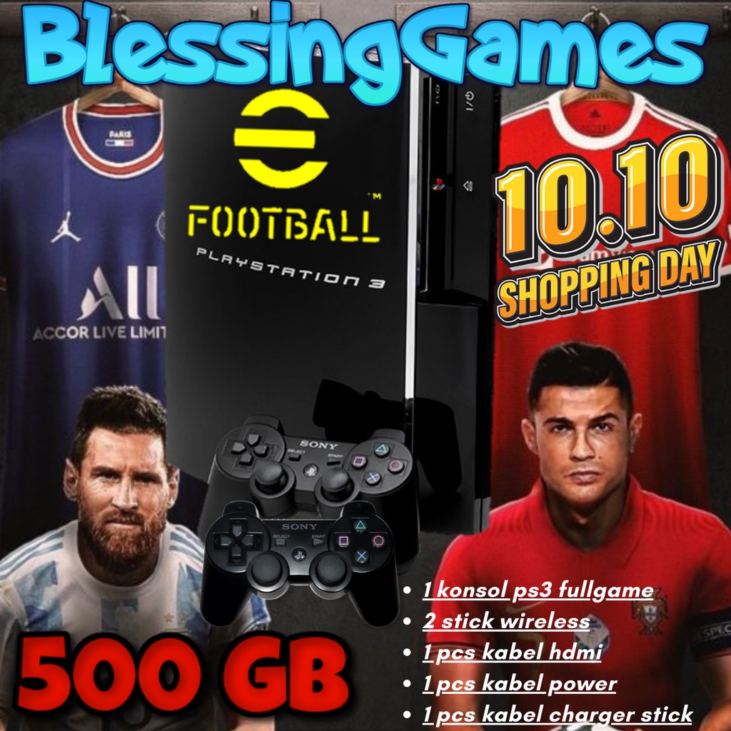 PS3 FAT 500Gb + 2 stik + Fullgame terbaru