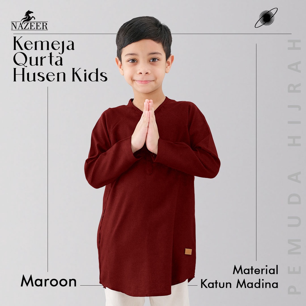 Baju Muslim Koko Kurta Basic Anak Laki Laki Lengan Panjang HUSEN KIDS NAZEER