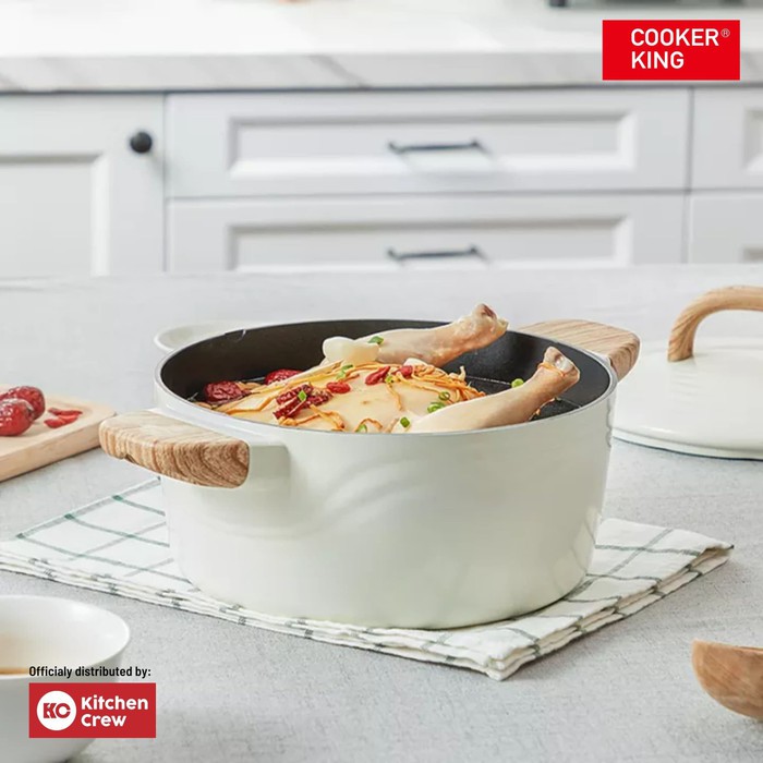 Cooker King Panci Casserole 24cm Non Stick White Series + lid