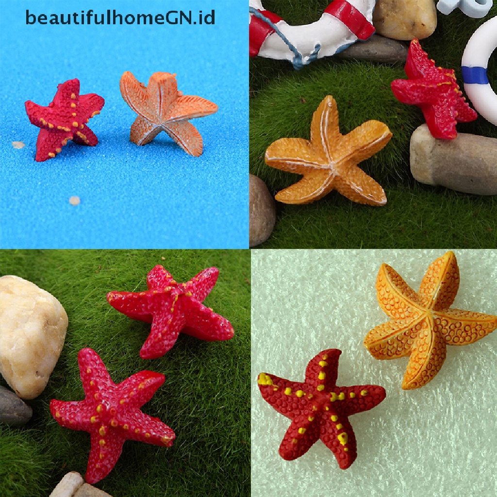 2 Pcs Miniatur Bintang Laut Bahan Resin Untuk Dekorasi Taman